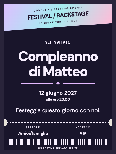 Invito digitale di compleanno: Biglietto Festival