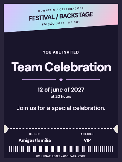 Digital invitation: Festival Ticket — Company parties