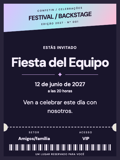 Invitación digital: Entrada Festival — Fiestas de empresa