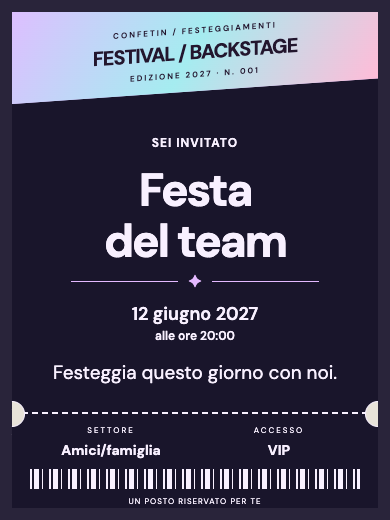 Invito digitale: Biglietto Festival — Feste aziendali