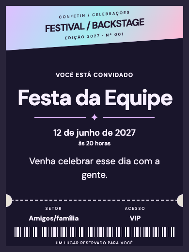 Convite digital: Ingresso Festival — Festas de empresa