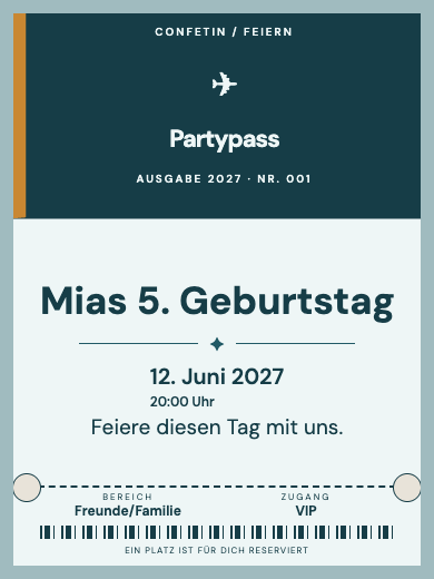 Digitale Geburtstagseinladung: Partypass