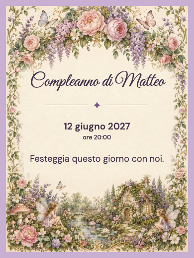 Invito digitale di compleanno: Giardino di fiori incantato
