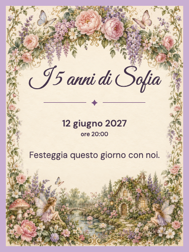 Invito digitale di compleanno: Giardino di fiori incantato
