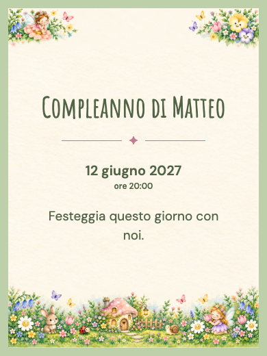 Invito digitale di compleanno: Giardino di funghi incantato