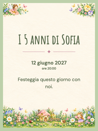 Invito digitale di compleanno: Giardino di funghi incantato