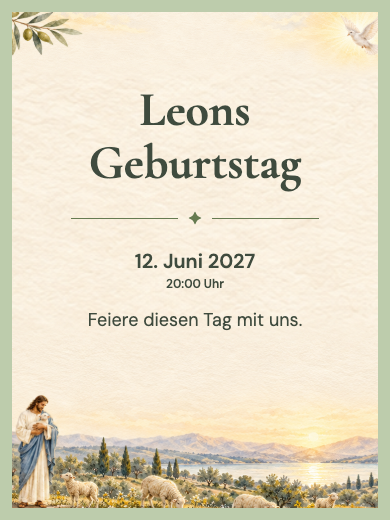 Digitale Geburtstagseinladung: Jesus, der gute Hirte