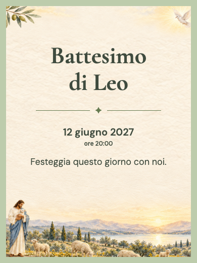 Invito digitale di battesimo: Gesù Buon Pastore