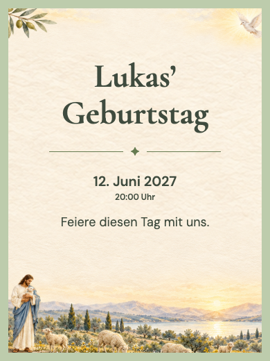 Digitale Geburtstagseinladung: Jesus, der gute Hirte