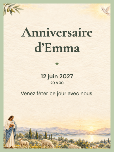 Invitation d’anniversaire numérique: Jésus le Bon Pasteur