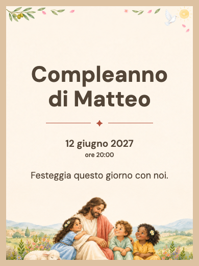 Invito digitale di compleanno: Gesù e i bambini