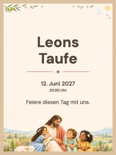 Digitale Taufeinladung: Jesus und die Kinder