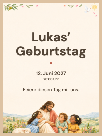 Digitale Geburtstagseinladung: Jesus und die Kinder