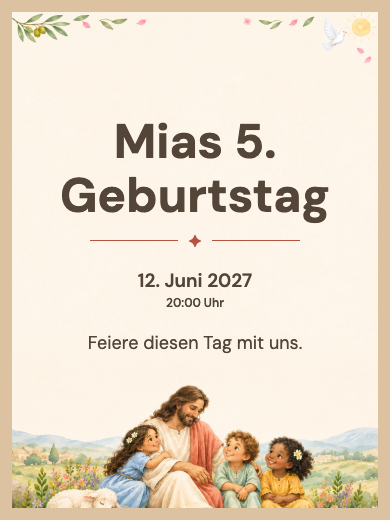 Digitale Geburtstagseinladung: Jesus und die Kinder