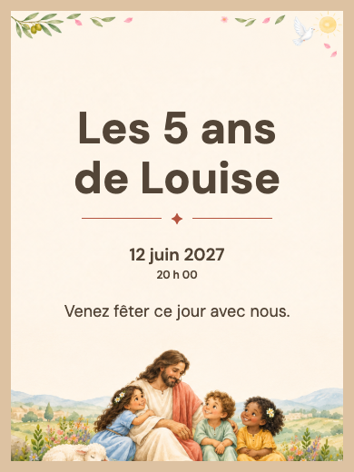 Invitation d’anniversaire numérique: Jésus et les enfants