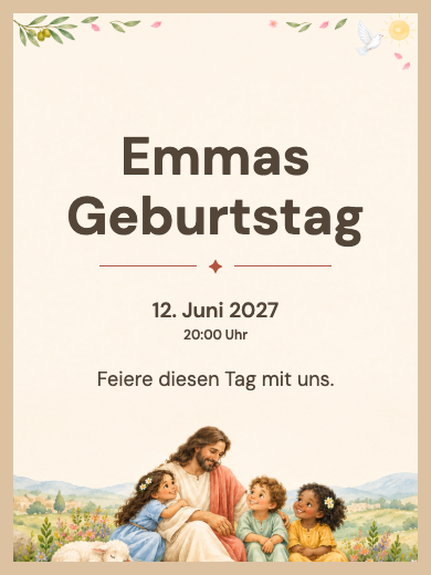 Digitale Geburtstagseinladung: Jesus und die Kinder
