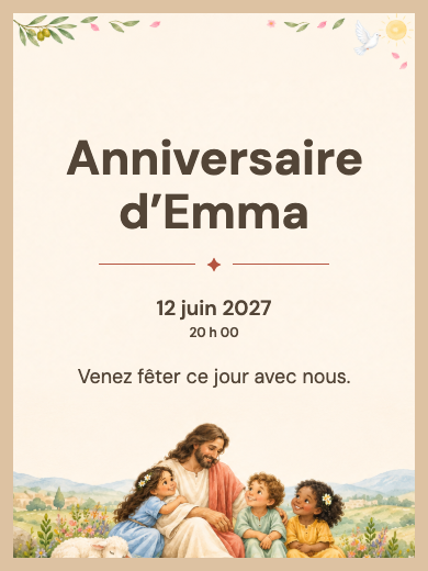 Invitation d’anniversaire numérique: Jésus et les enfants