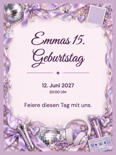 Digitale Einladung zum 15. Geburtstag: Tanzparty