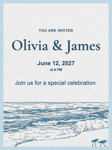 Digital wedding anniversary invitation: Fine Line Coast
