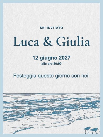 Partecipazione digitale di matrimonio: Costa a linee sottili