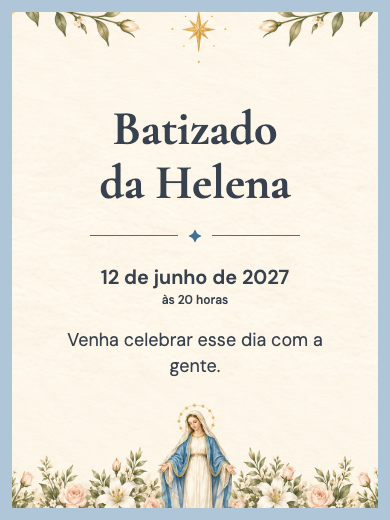 Convite digital: Maria entre Flores — Evento de igreja