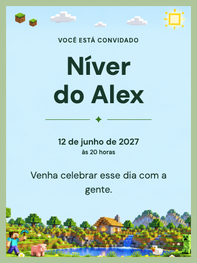 Convite online Minecraft