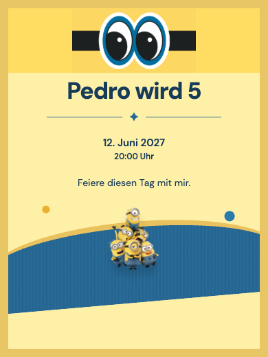 Digitale Geburtstagseinladung: Gelbe Minions