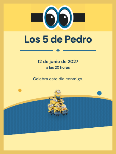 Invitación digital de cumpleaños: Minions Amarillo