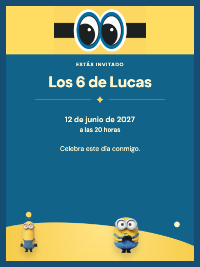 Invitación digital de cumpleaños: Minions Azul