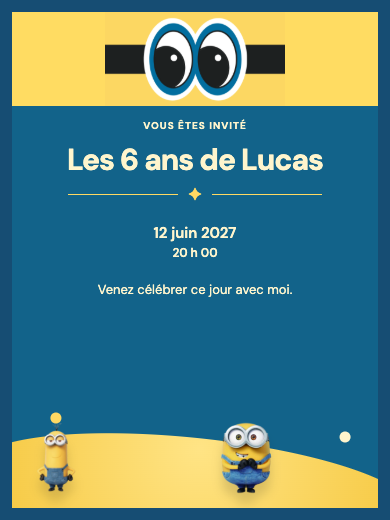 Invitation d’anniversaire numérique: Minions Bleu