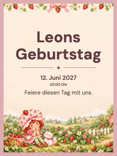 Digitale Geburtstagseinladung: Emily Erdbeers Garten