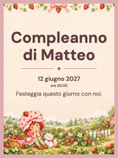 Invito digitale di compleanno: Giardino di Fragolina Dolcecuore