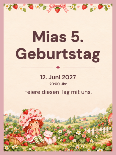 Digitale Geburtstagseinladung: Emily Erdbeers Garten