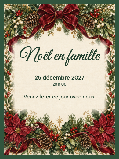 Invitation d’anniversaire numérique: Noël botanique
