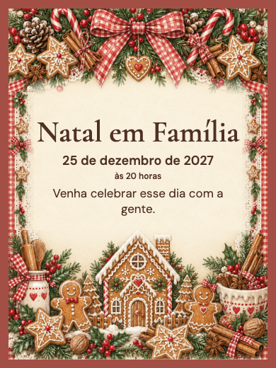 Convite digital: Natal de Gingerbread — Festas de empresa