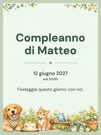 Invito digitale di compleanno: Amici con zampe e piume