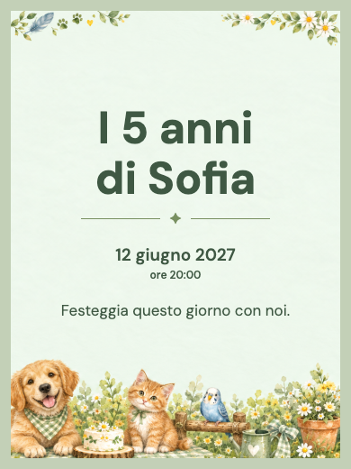 Invito digitale di compleanno: Amici con zampe e piume