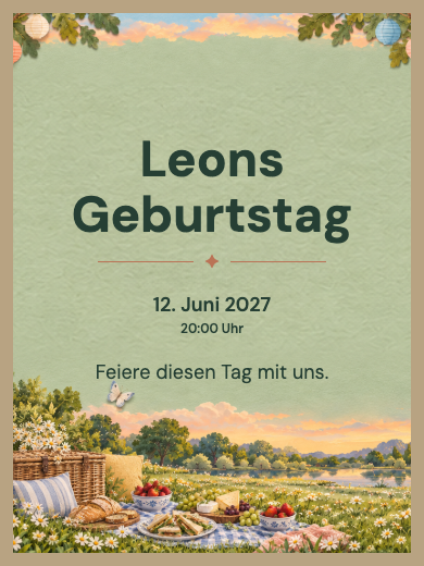 Digitale Geburtstagseinladung: Picknick auf dem Land