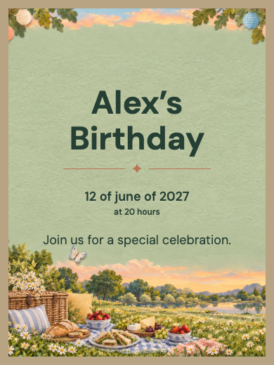 Digital birthday invitation: Countryside Picnic