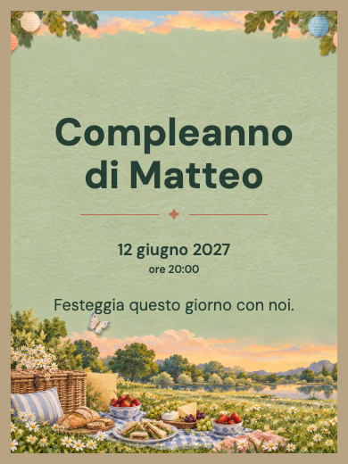 Invito digitale di compleanno: Picnic in campagna