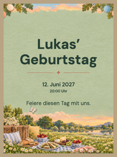 Digitale Geburtstagseinladung: Picknick auf dem Land