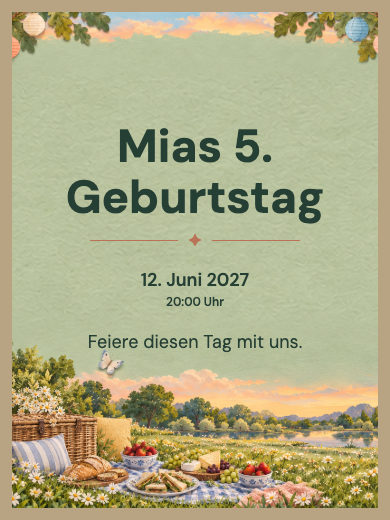 Digitale Geburtstagseinladung: Picknick auf dem Land