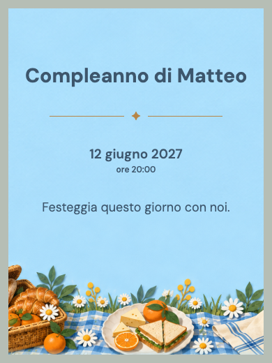 Invito digitale di compleanno: Picnic blu