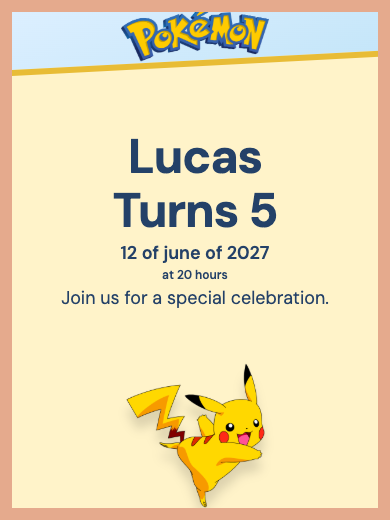 Digital birthday invitation: Pokémon Pikachu