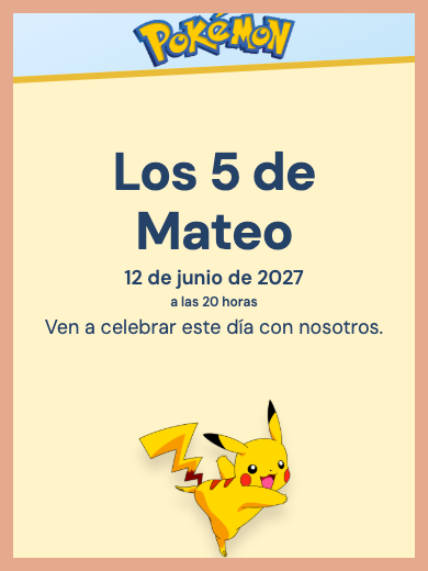 Invitación digital de cumpleaños: Pokémon Pikachu