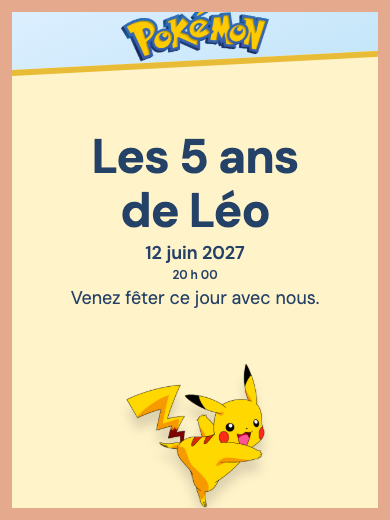 Invitation d’anniversaire numérique: Pokémon Pikachu