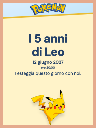 Invito digitale di compleanno: Pokémon Pikachu