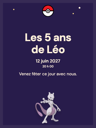 Invitation d’anniversaire numérique: Pokémon Mewtwo