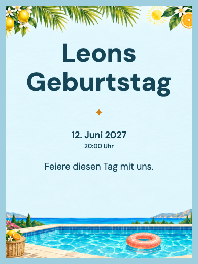 Digitale Geburtstagseinladung: Tropische Poolparty