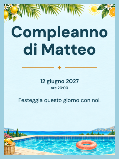 Invito digitale di compleanno: Festa in piscina tropicale
